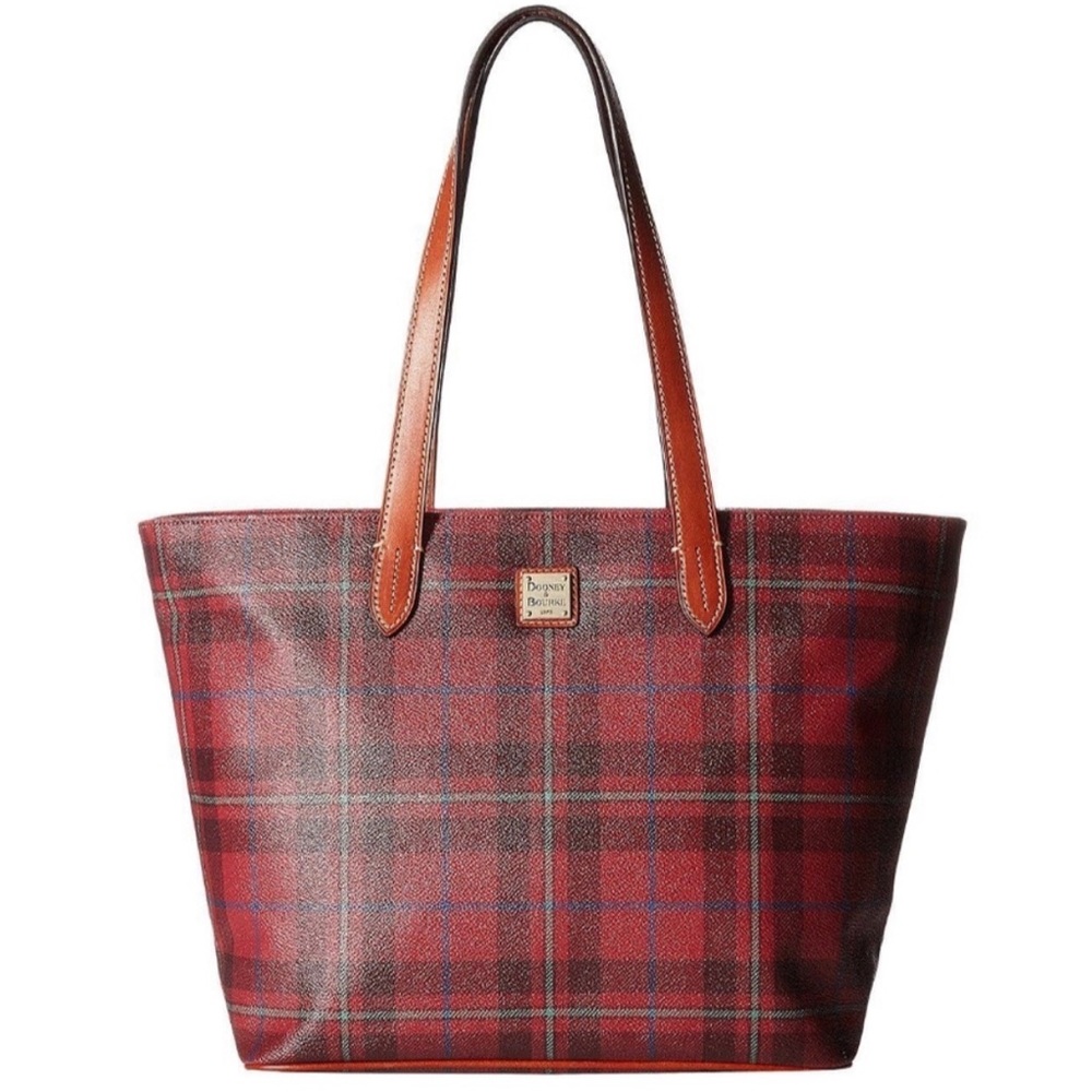 NWT DOONEY & BOURKE TOTE Cranberry Tiverton Plaid - Picture 2 of 12